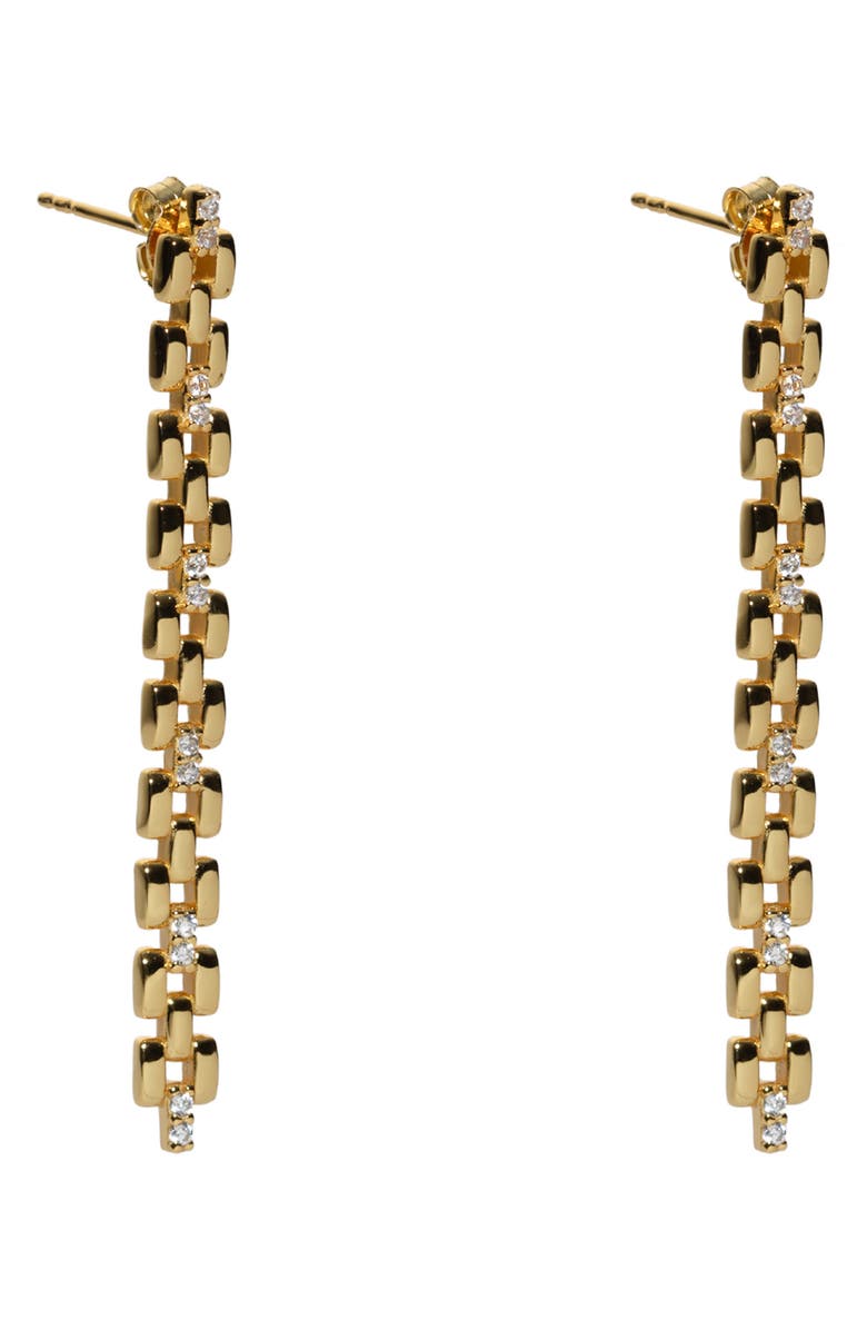 Argento Vivo Sterling Silver Panthera Cubic Zirconia Linear Earrings, Main, color, Gold