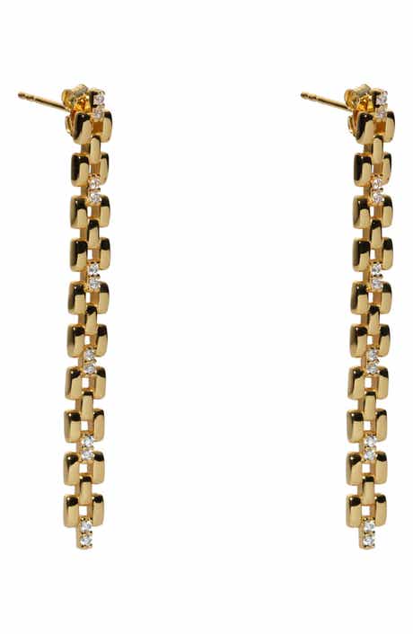 Argento Vivo Sterling Silver Panthera Cubic Zirconia Linear Earrings