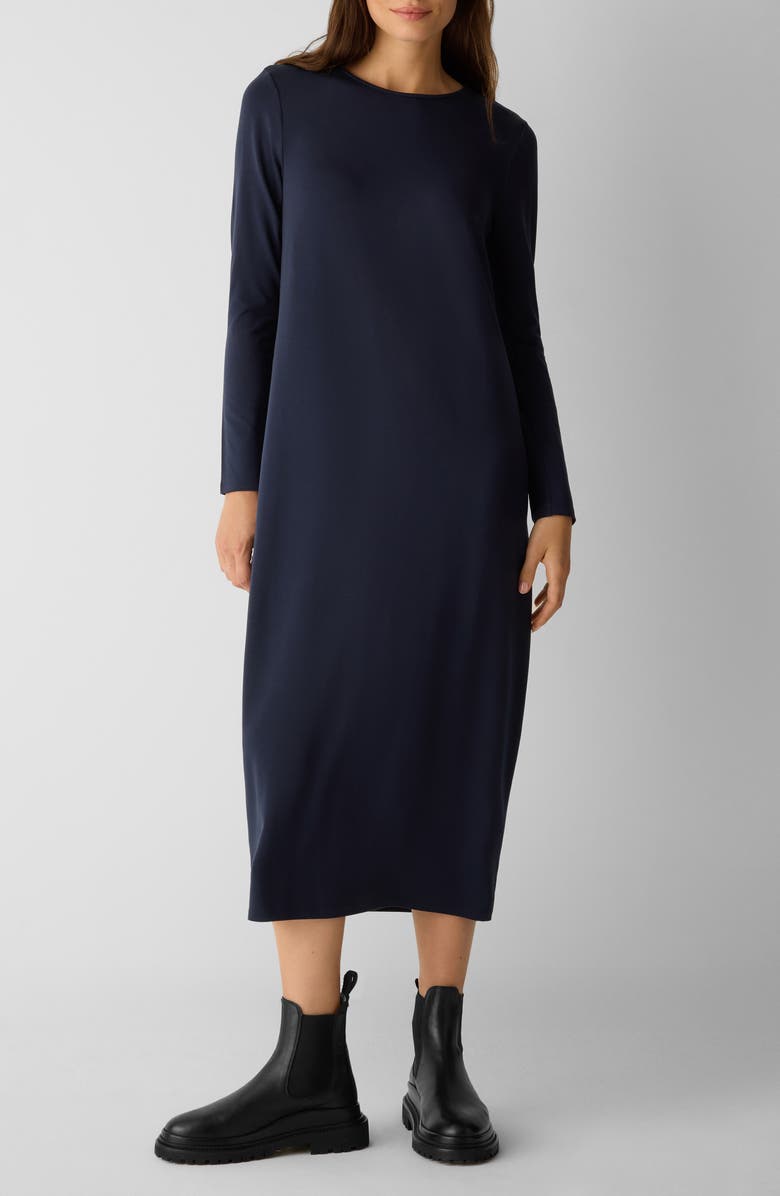 Eileen Fisher Long Sleeve Maxi Dress, Main, color, Ink