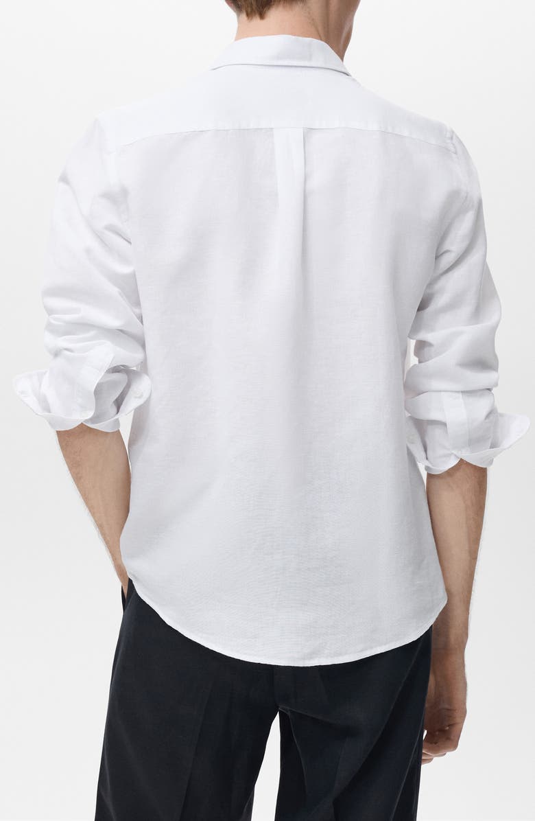 MANGO Classic Fit Linen & Cotton Button-Up Shirt, Alternate, color, White
