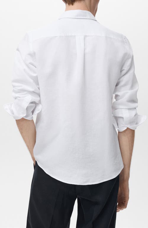 Mango Regular Fit Linen Button-up Shirt In White