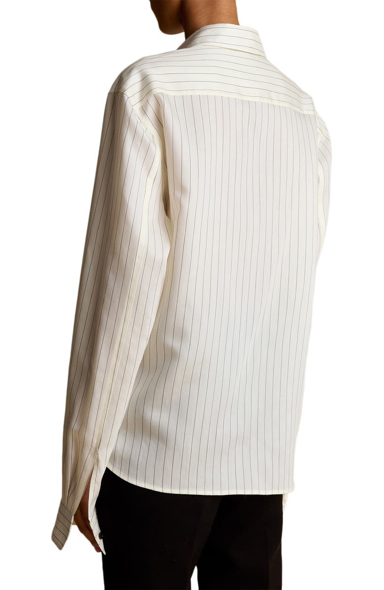 Khaite Argo Stripe Virgin Wool Blend Button-Up Shirt, Alternate, color, 