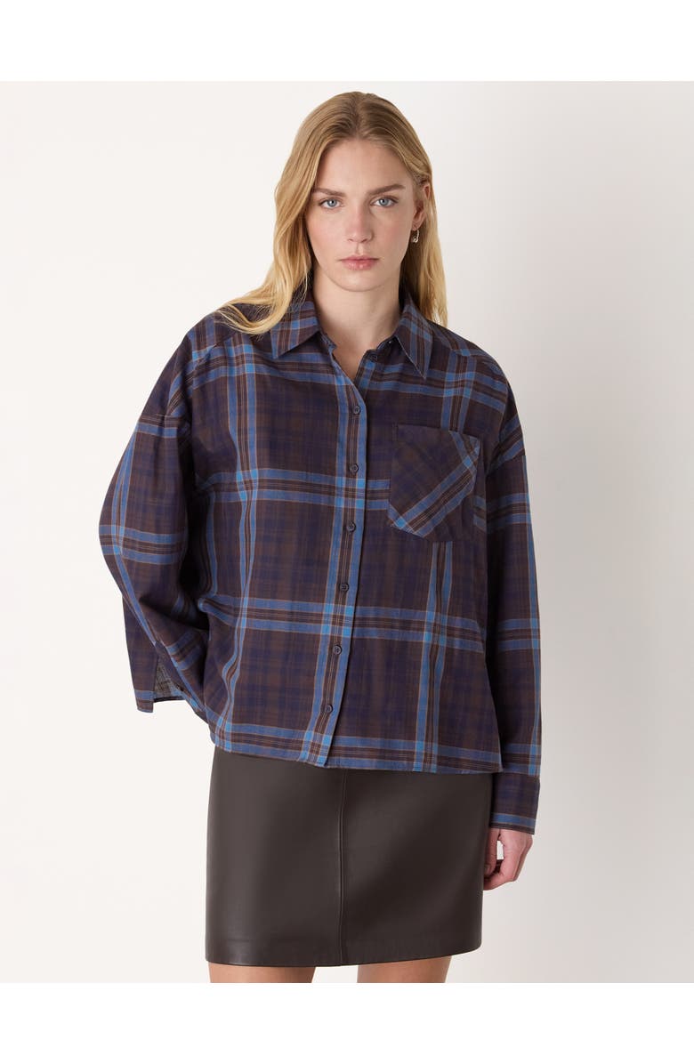 Whistles Checked Brushed Cotton Shirt, Main, color, Blue/Multi