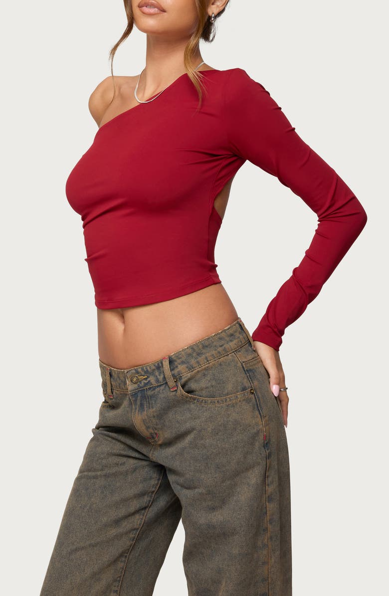 EDIKTED Mila Asymmetric Open Back Crop Top, Alternate, color, 