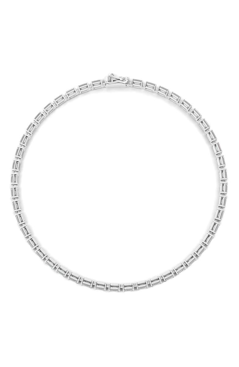 HauteCarat Emerald Cut Lab Created Diamond Tennis Bracelet, Alternate, color, 6.69 Ctw White Gold