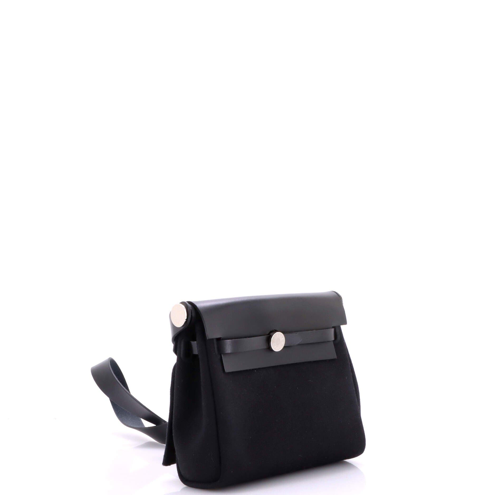 Pre-Owned Hermes Herbag Zip Toile and Leather 20, Alternate, color, Noir