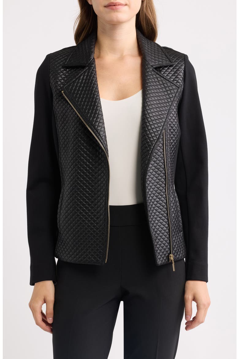Asymmetric Faux Leather Moto Jacket, Main, color, ANNE BLACK