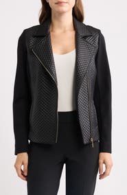 Anne Klein Asymmetric Faux Leather Moto Jacket