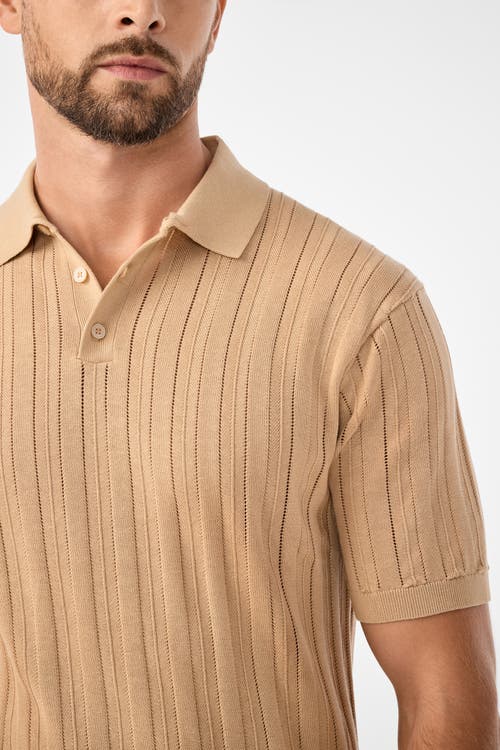 Mr Turk Kensington Short Sleeve Knit Polo In Brown