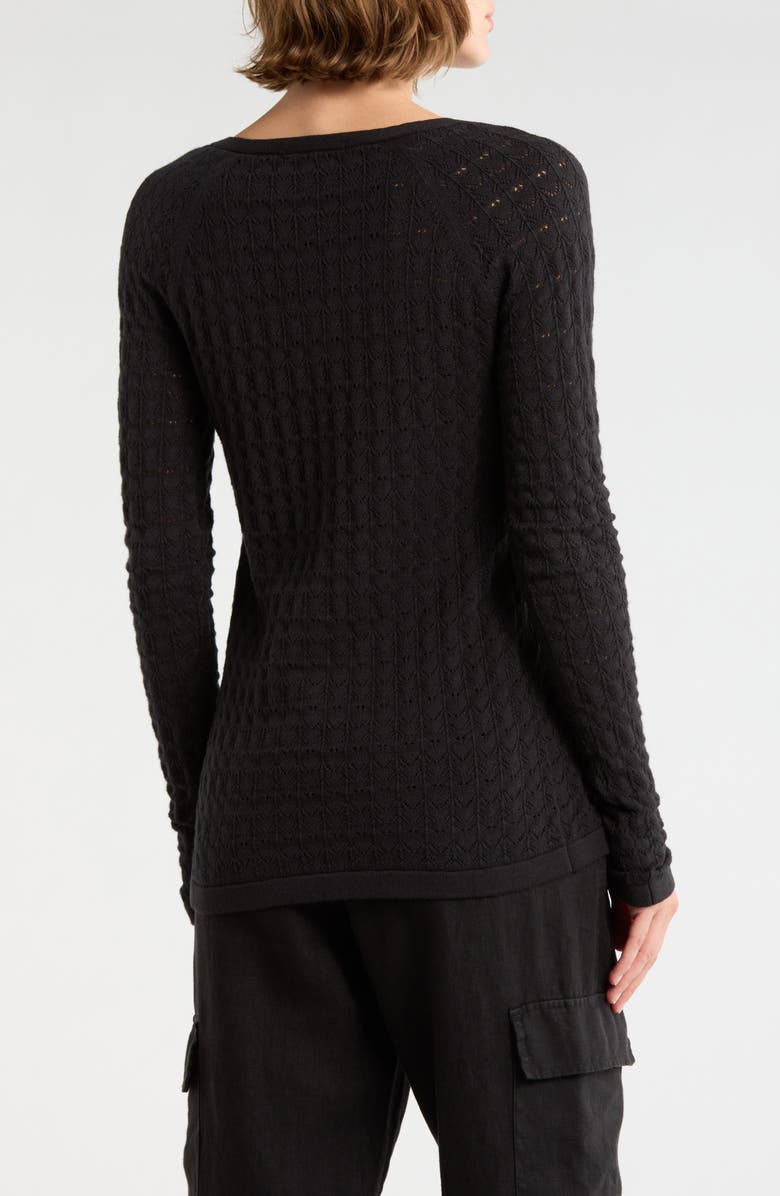 Sanctuary Pointelle Stitch Raglan Sleeve Cardigan, Alternate, color, Black