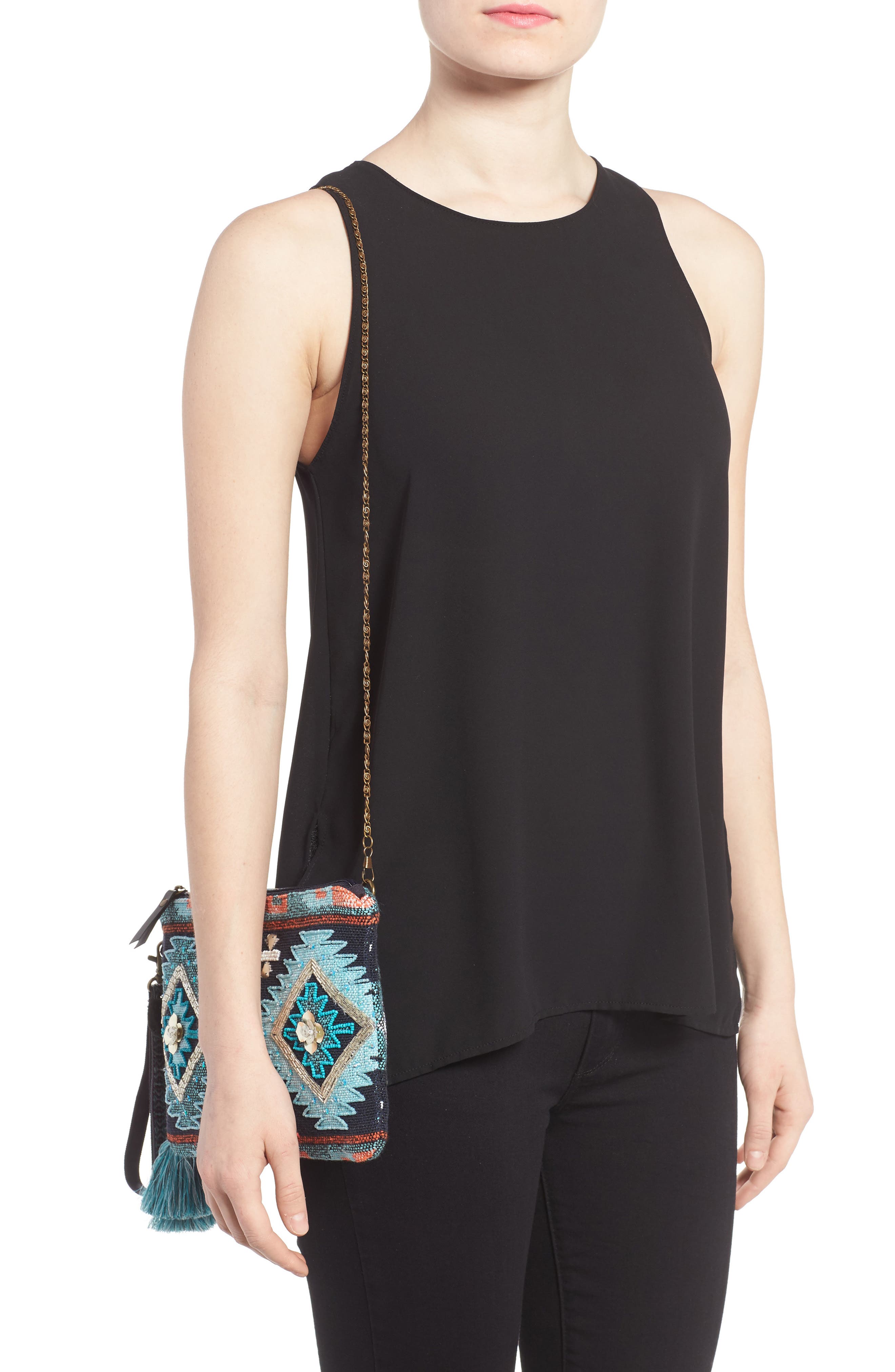 STEVEN by Steve Madden Jeffie Beaded Clutch, Alternate, color, 