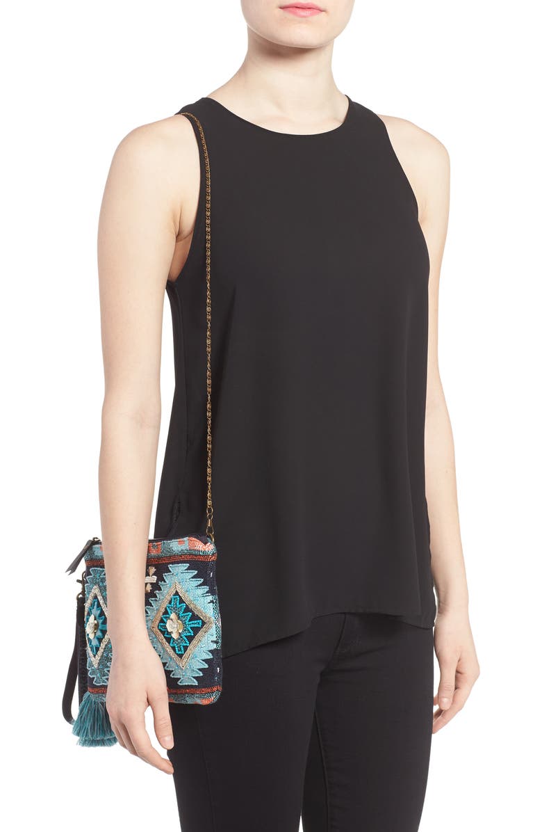 STEVEN by Steve Madden Jeffie Beaded Clutch, Alternate, color,