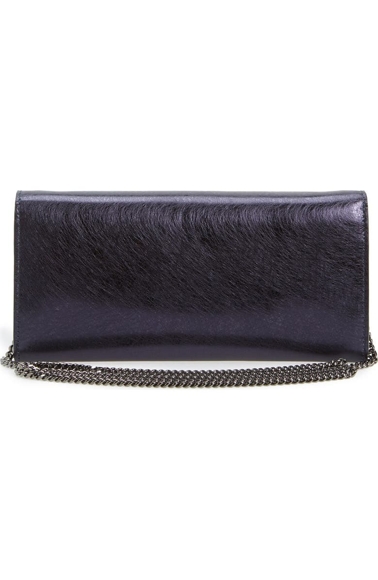 Jimmy Choo 'Milla' Etched Metallic Spazzolato Leather Flap Clutch, Alternate, color,