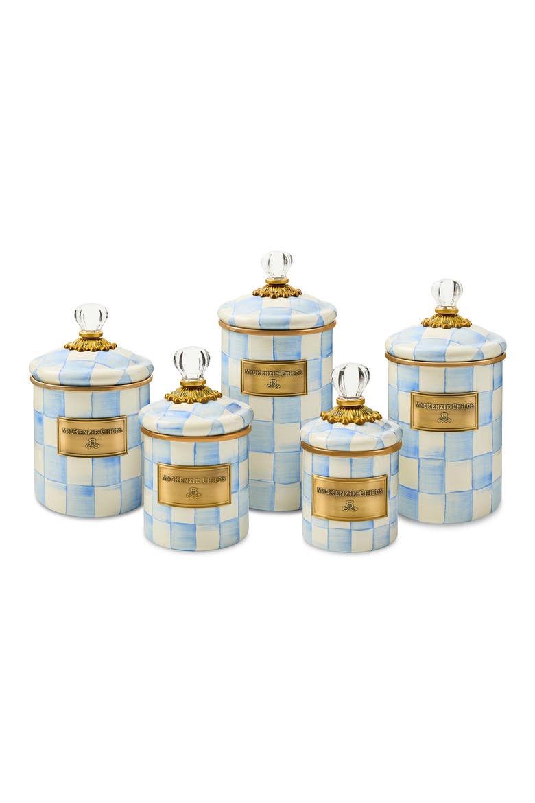 Sky Check Demi Enameled Steel Canister, Alternate, color, SKY CHECK