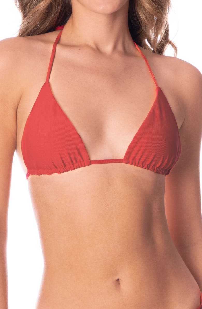 Maaji Red Camelia Balmy Reversible Bikini Top, Main, color, 