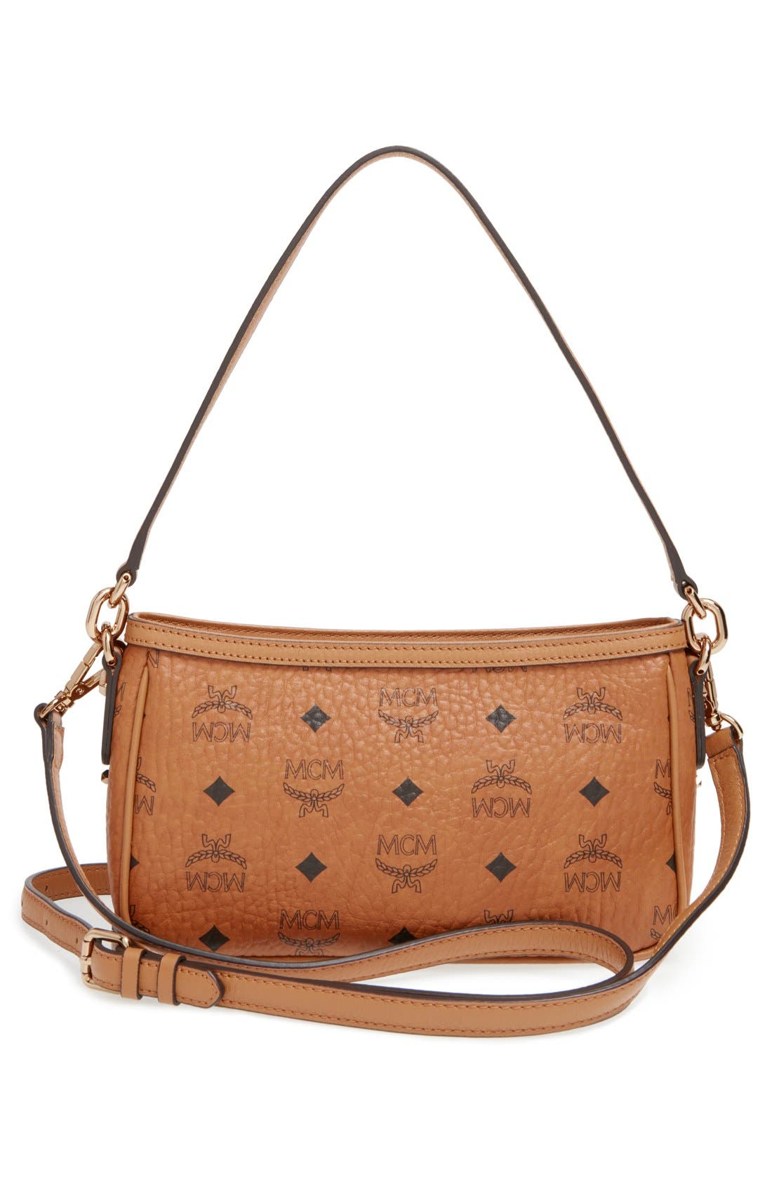 MCM 'Gold Visetos' Shoulder Bag, Alternate, color, 