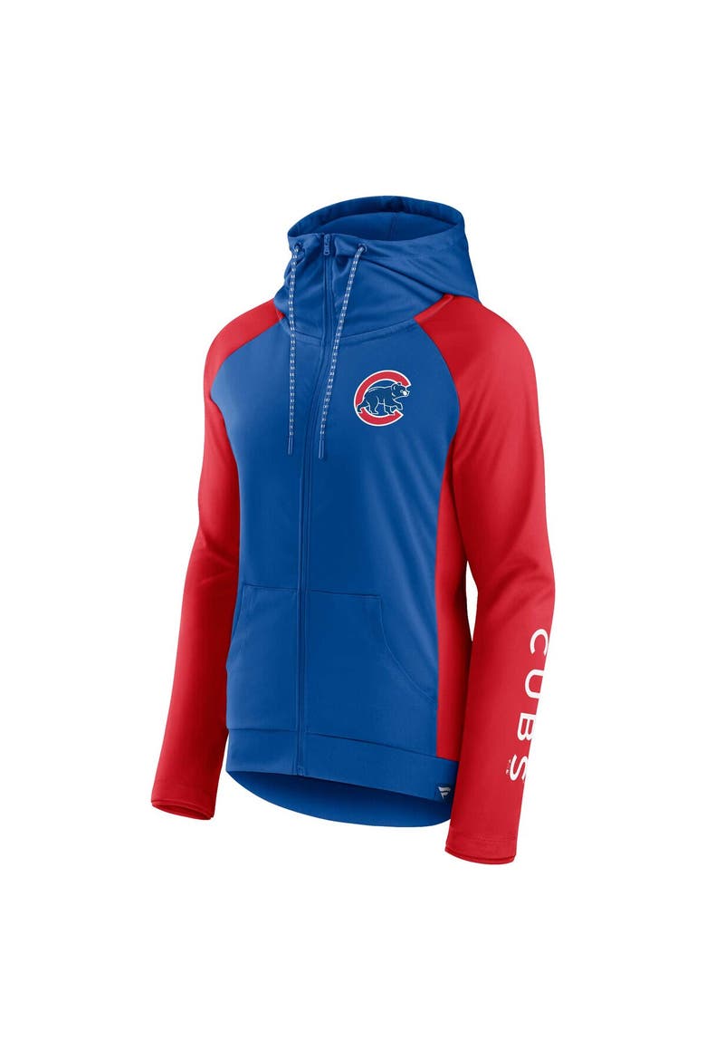 Women's Fanatics Branded Royal/Red Chicago Cubs Iconic Raglan Full-Zip Hoodie, Alternate, color, Royal