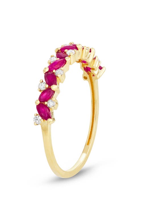 Fuzion Creations Ruby & Diamond Ring In Yellow