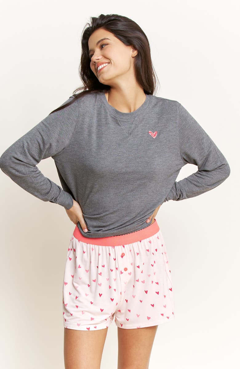 Honeydew Sugar Sweetheart Short Pajamas, Alternate, color, Marzipan Hearts