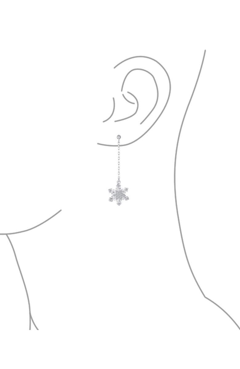BLING JEWELRY Showflake CZ Drop Earrings, Alternate, color, Clear