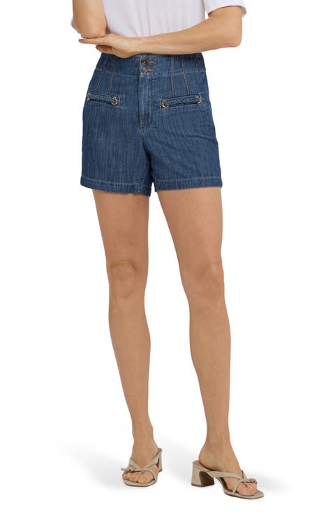 Briella Embellished Welt Pocket Denim Shorts
