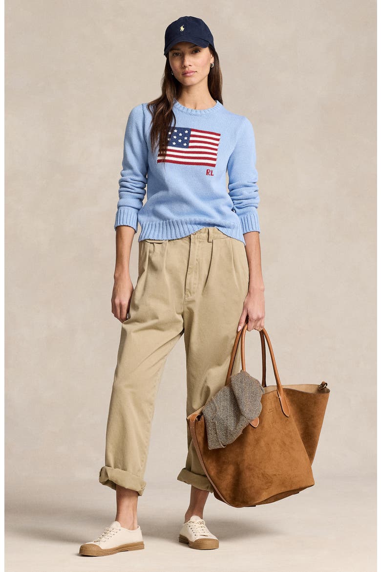 Flag Crewneck Sweater, Alternate, color, CHAMBRAY BLUE