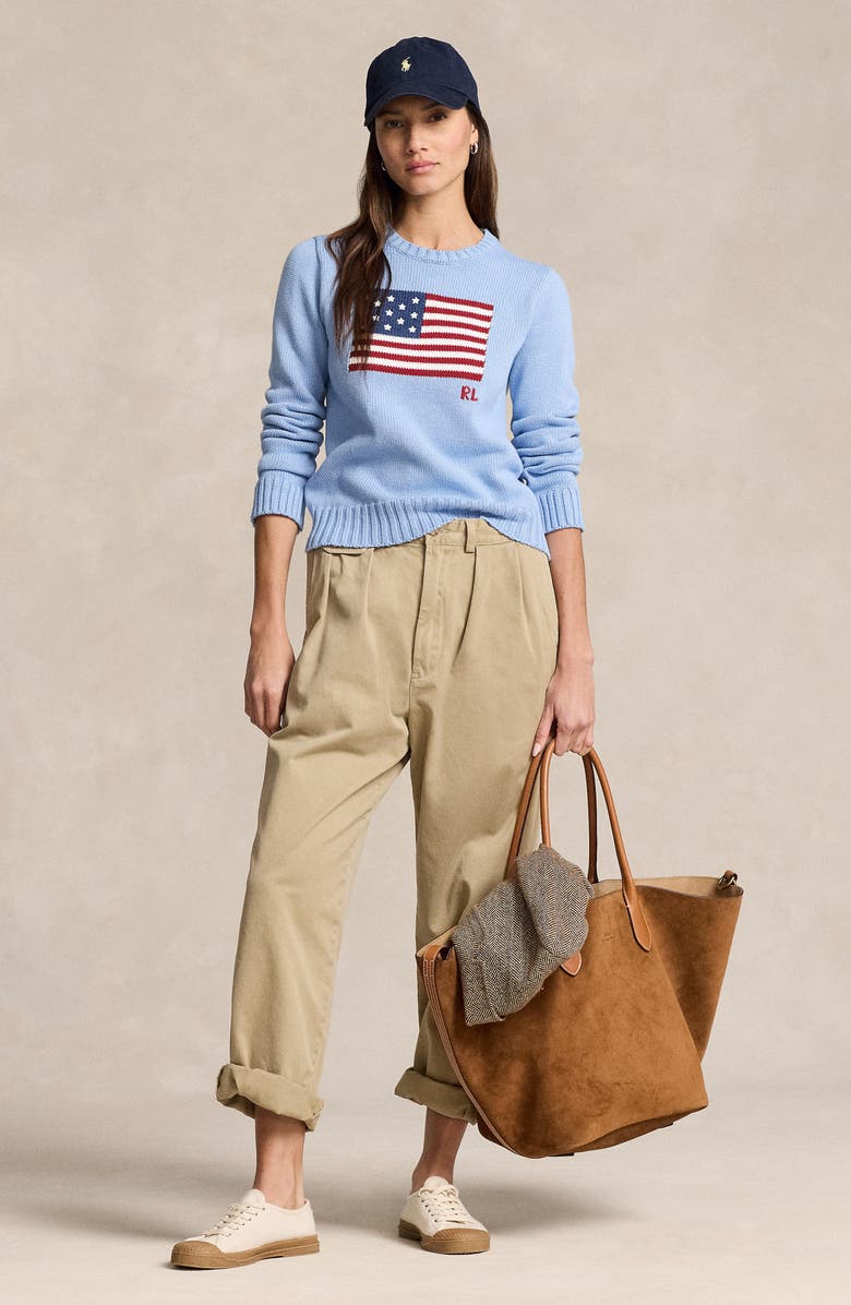 Polo Ralph Lauren Flag Crewneck Sweater, Alternate, color, Chambray Blue