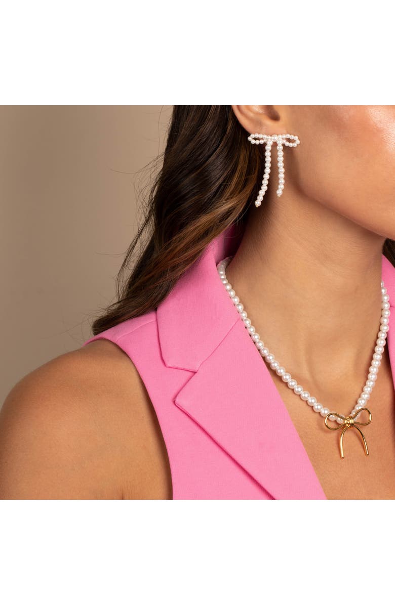 BY ADINA EDEN Pearl X Solid Bow Tie Necklace, Alternate, color, 