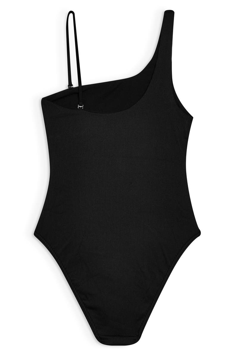 Topshop Ribbed One-Shoulder One-Piece Swimsuit, Alternate, color, 