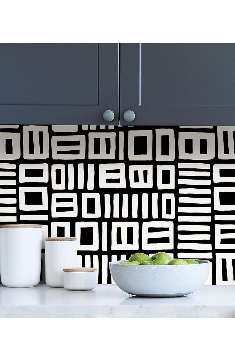 Wallpops Black Traverse Peel and Stick Wallpaper, Alternate, color, Black