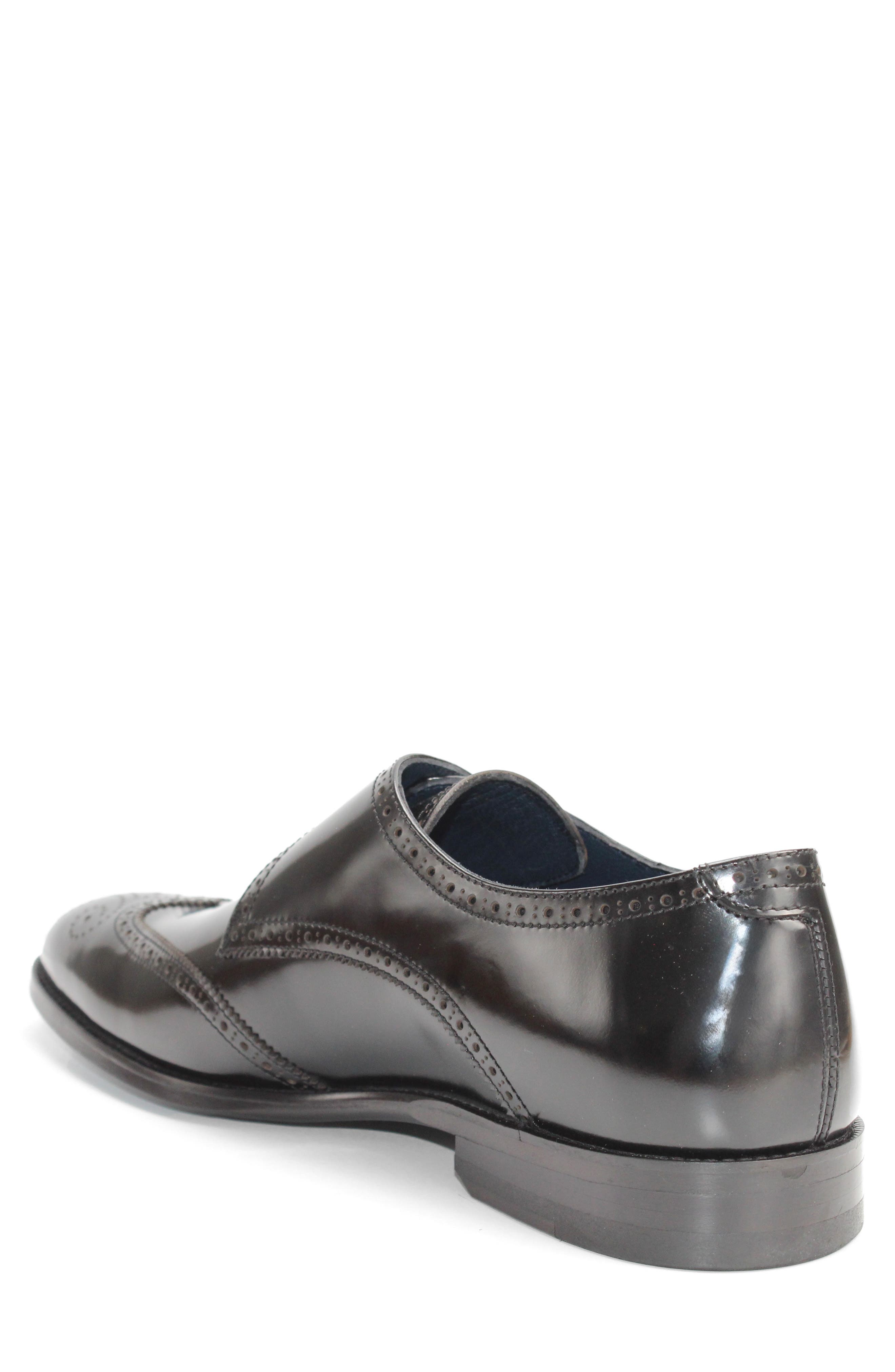 VELLAPAIS Stanley Wingtip Monk Shoe, Alternate, color, Black