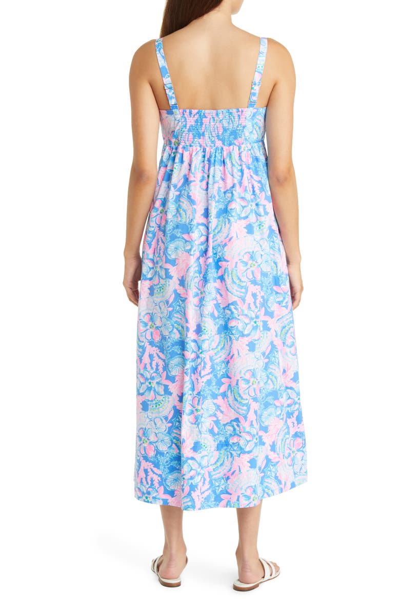 Azora Floral Cotton Sundress, Alternate, color, BLUE TANG SITTING SEASIDE
