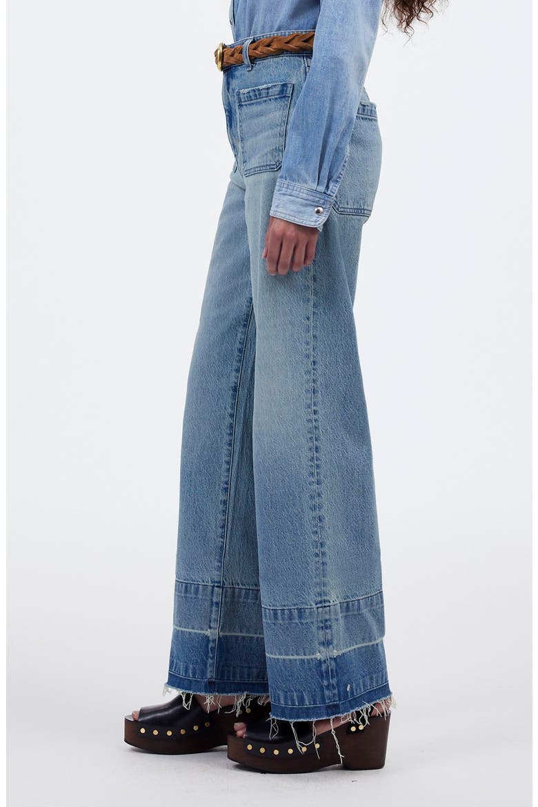 The Emmett Release Hem Patch Pocket Wide Leg Jeans, Alternate, color, BANNING WASH