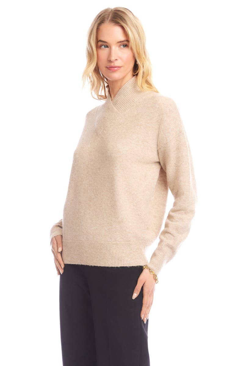 Karen Kane Crossover Collar Sweater, Alternate, color, Sand