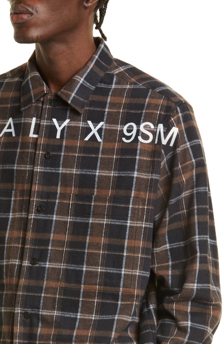 1017 ALYX 9SM Men's Embroidered Logo Plaid Camp Shirt, Alternate, color,