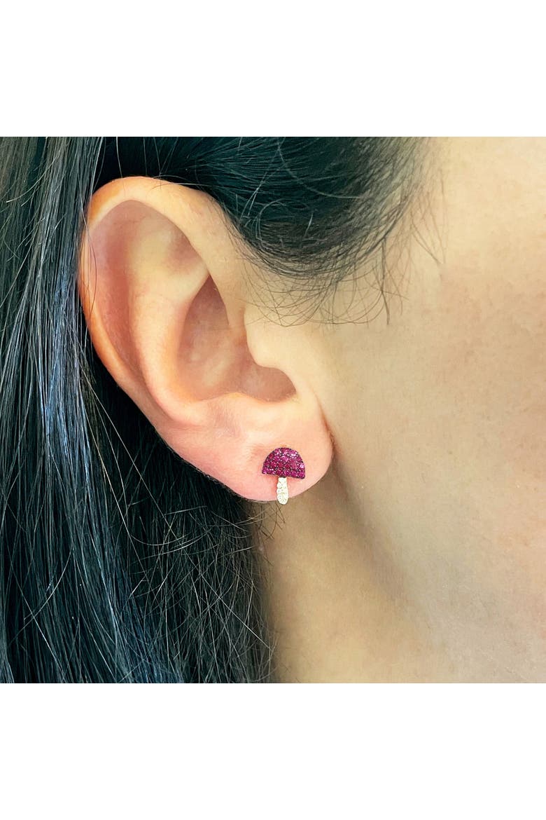 Ruby Mushroom Stud Earrings, Alternate, color, Ruby