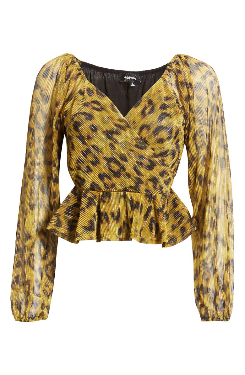 4SI3NNA Annalise Leopard Print Metallic Blouse, Alternate, color,