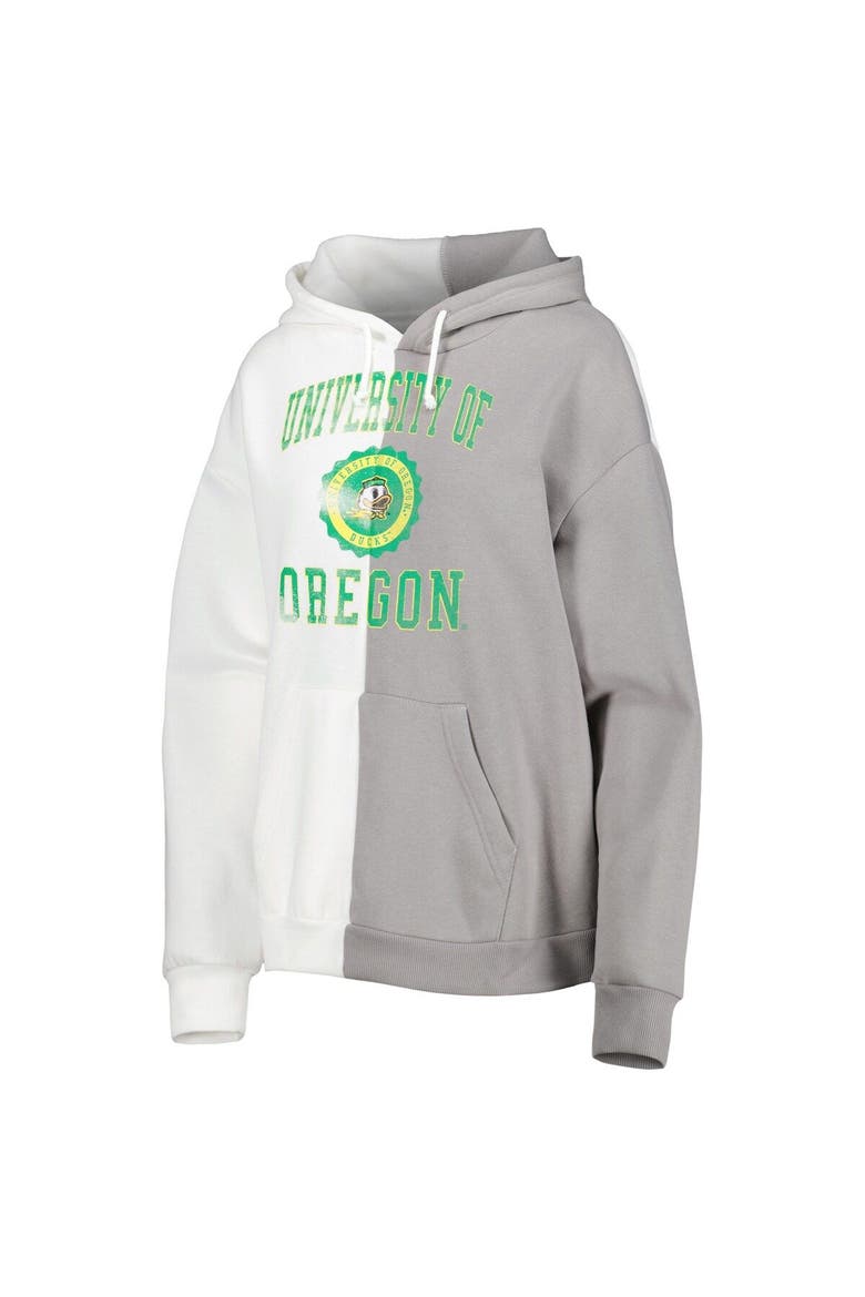 Women's Gameday Couture Gray/White Oregon Ducks Split Pullover Hoodie, Alternate, color, White