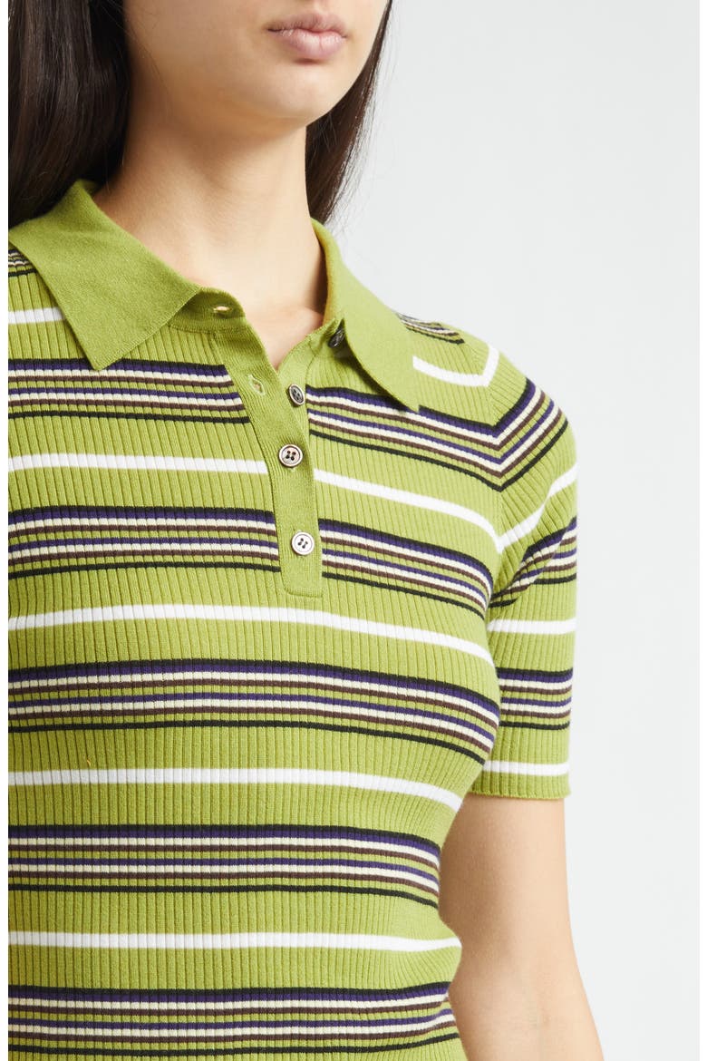 Janis Stripe Wool Rib Polo, Alternate, color, ALOE
