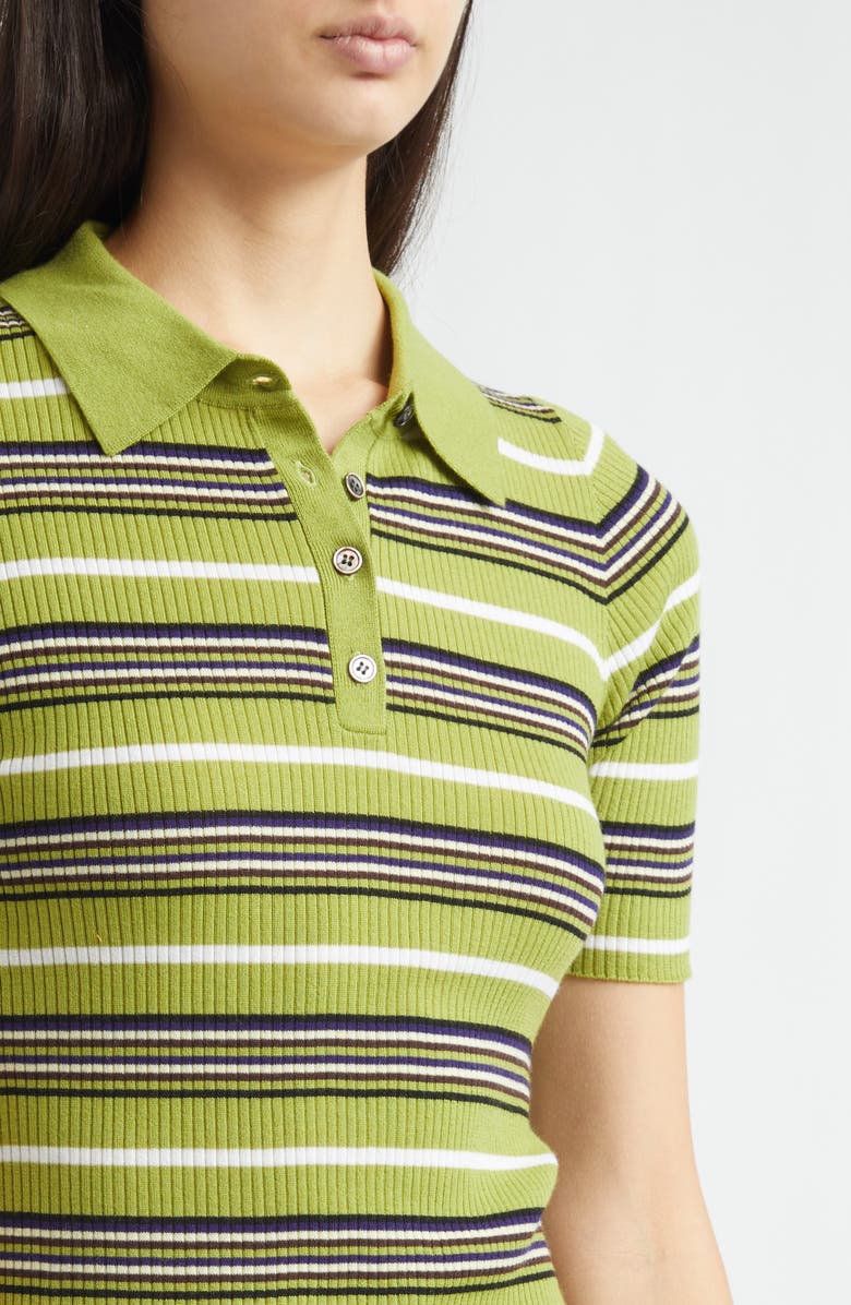 ZANKOV Janis Stripe Wool Rib Polo, Alternate, color, Aloe