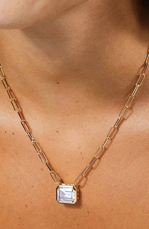 Sterling Forever Camille Bezel Cubic Zirconia Statement Necklace In Gold
