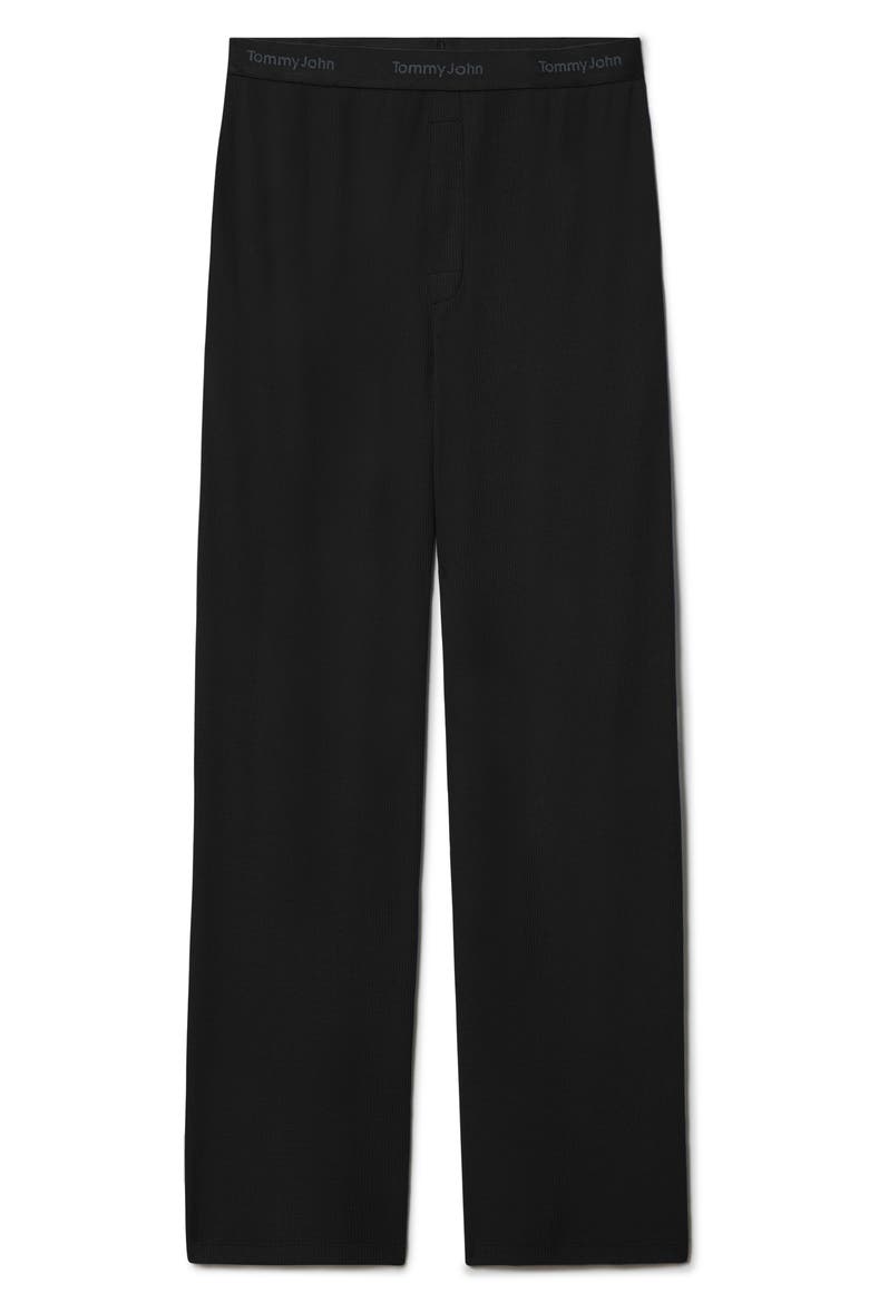 Waffle Knit Lounge Pants, Alternate, color, BLACK