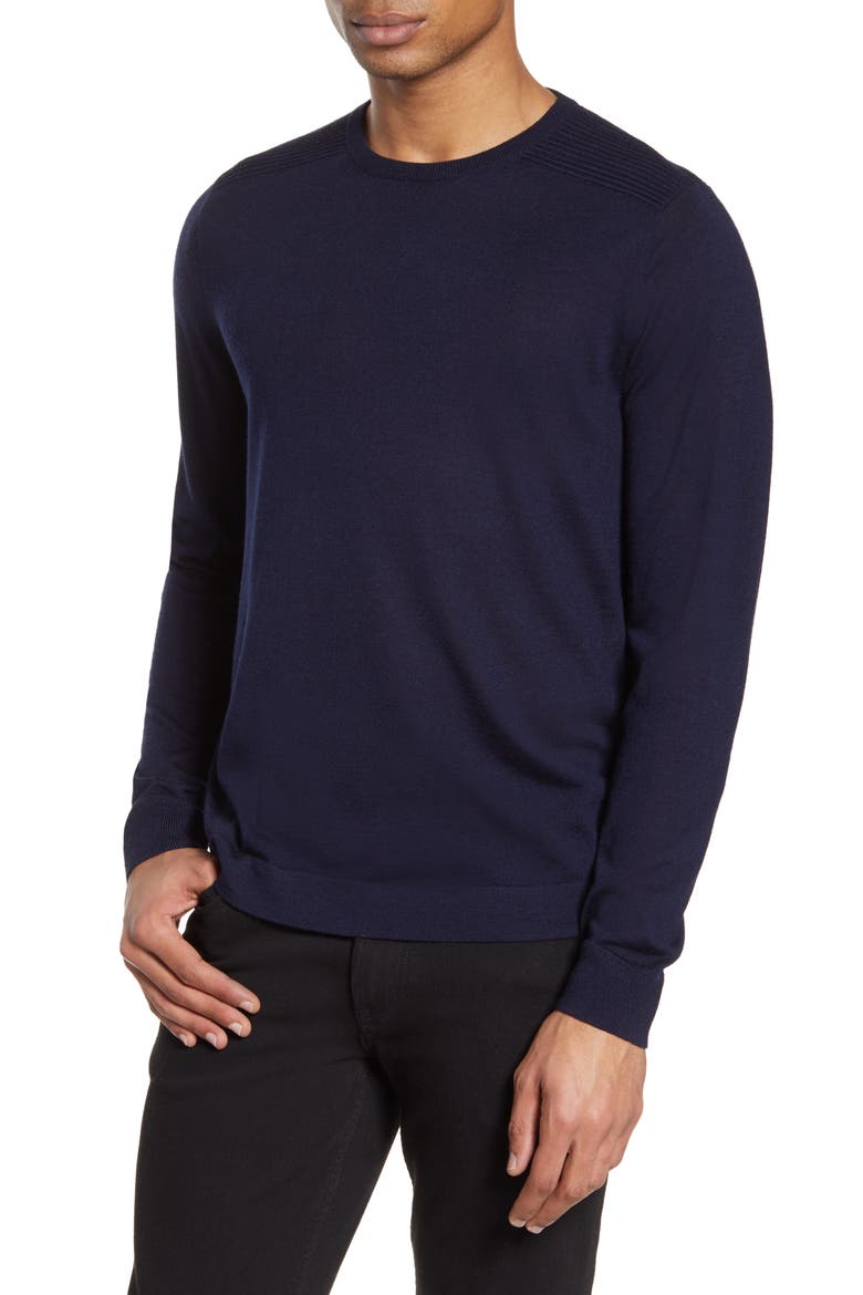 Merino Wool Blend Crewneck Sweater, Main, color, NAVY IRIS