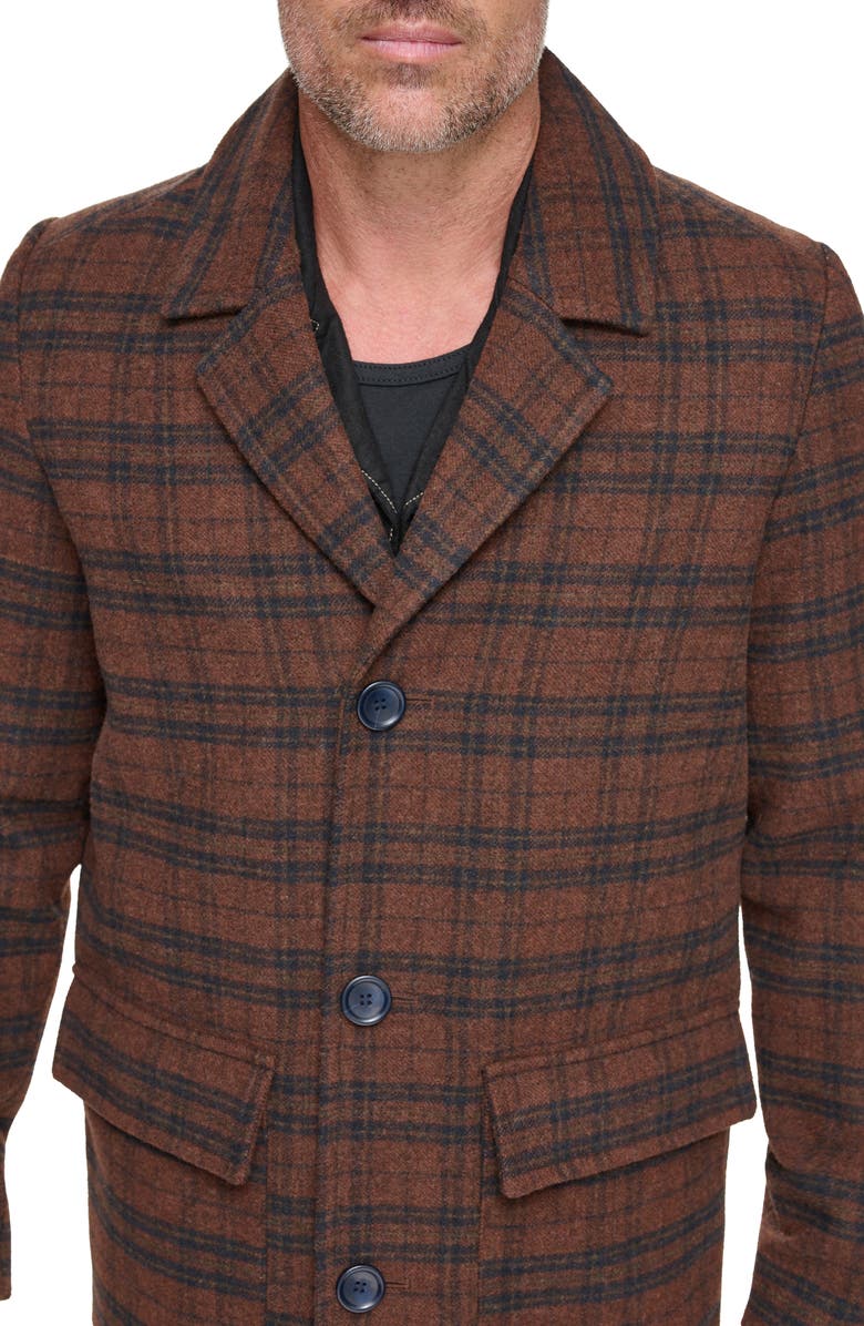 Andrew Marc Bexar Plaid Wool Blend Overcoat, Alternate, color, 