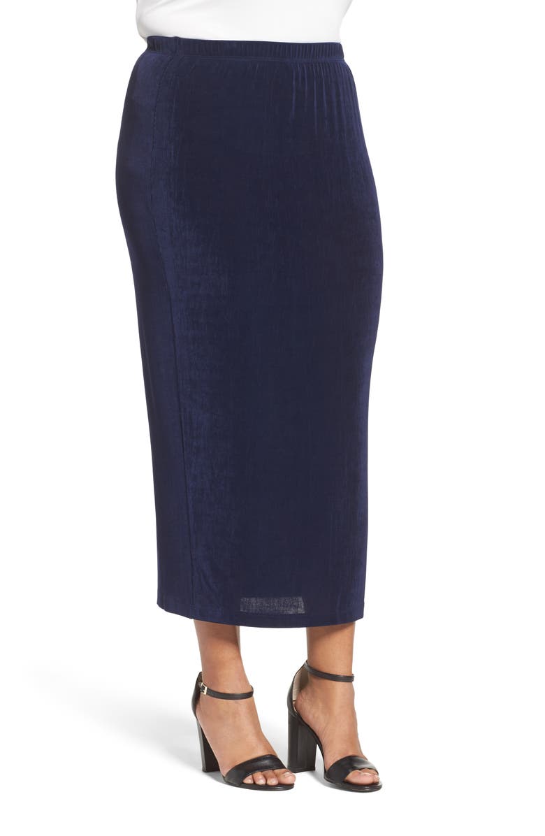 Vikki Vi Stretch Knit Straight Maxi Skirt, Alternate, color, Navy