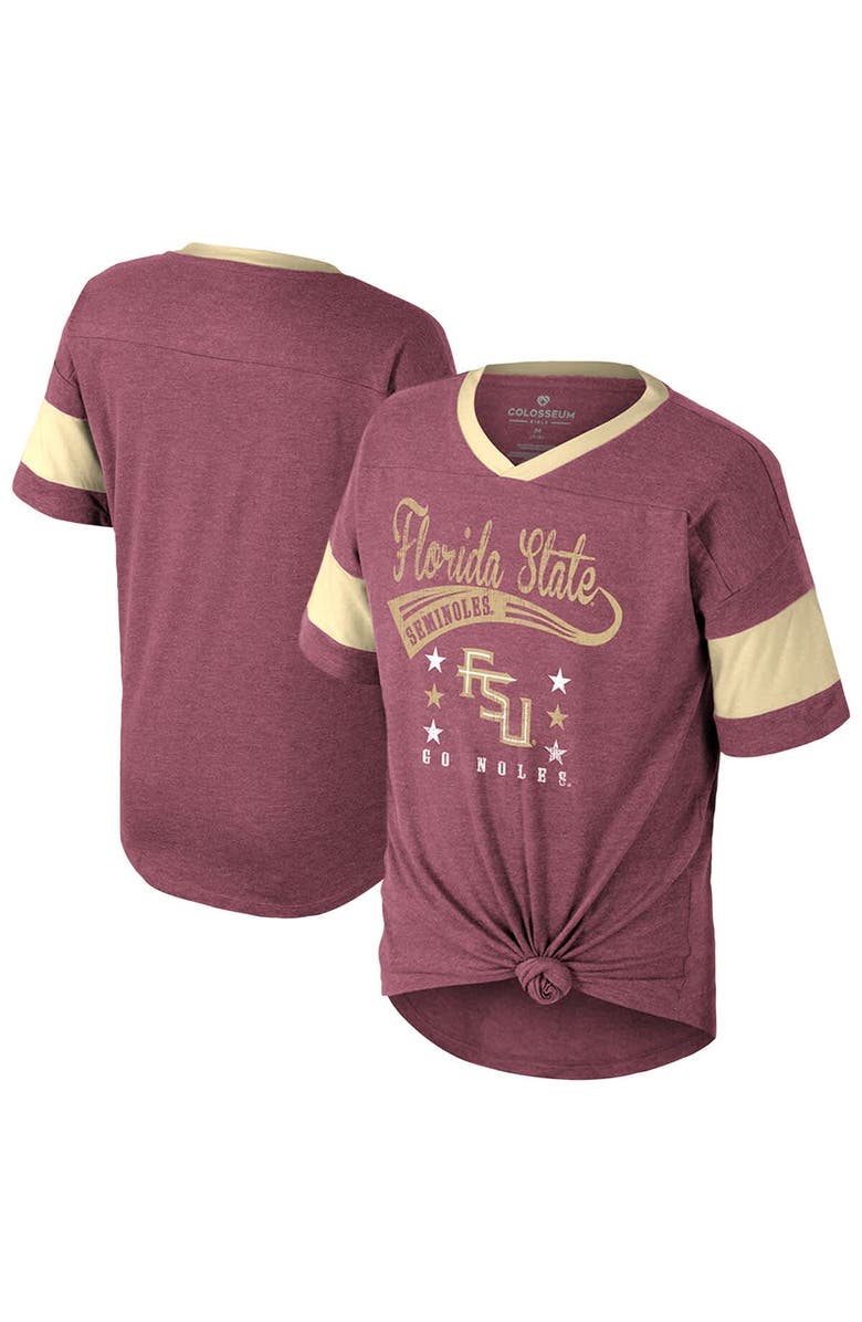 COLOSSEUM Girls Youth Colosseum  Garnet Florida State Seminoles Frontier Tie Front T-Shirt, Main, color, 