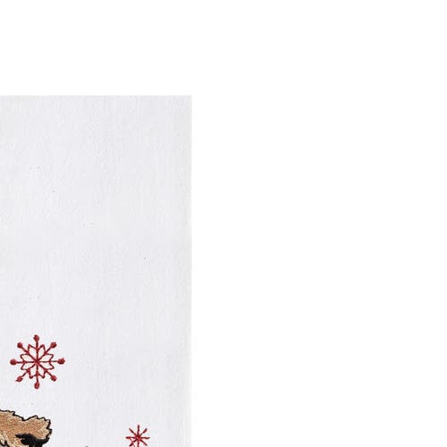 C & F Home C&f Home Festive Dog Jumping Christmas Holiday Machine Washable Embellished Flour Sack Kitchen Towel In White