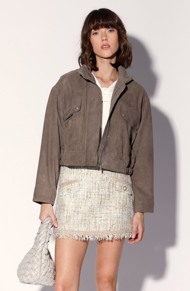 Walter Baker Rihanna Leather Jacket, Main, color, Slate Suede