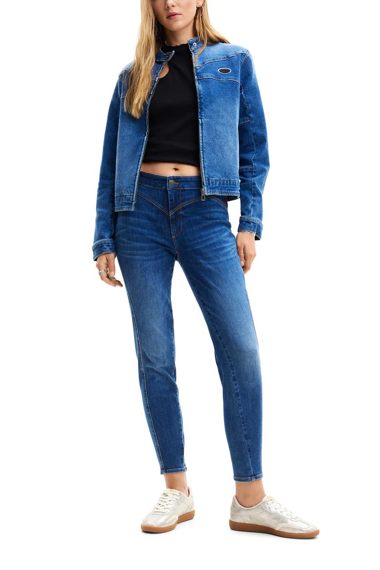 Denim Biker Jacket, Alternate, color, BLUE