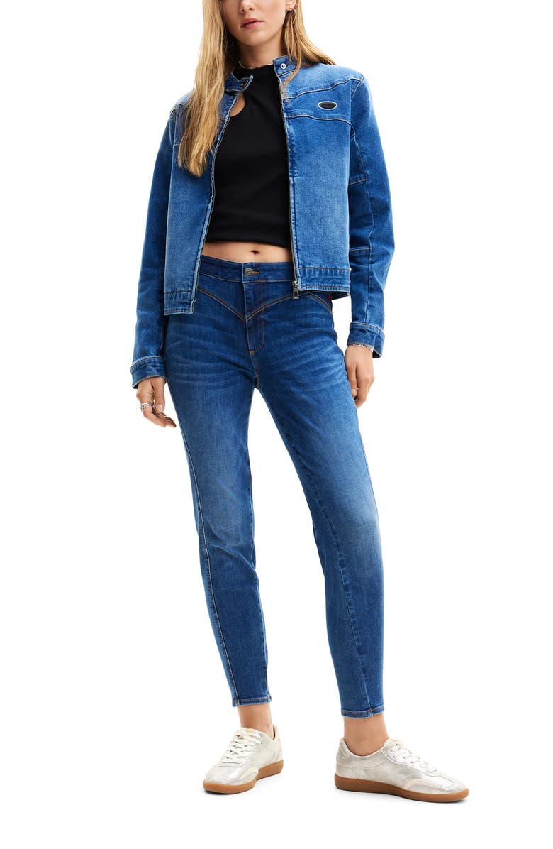 Desigual Denim Biker Jacket, Alternate, color, 